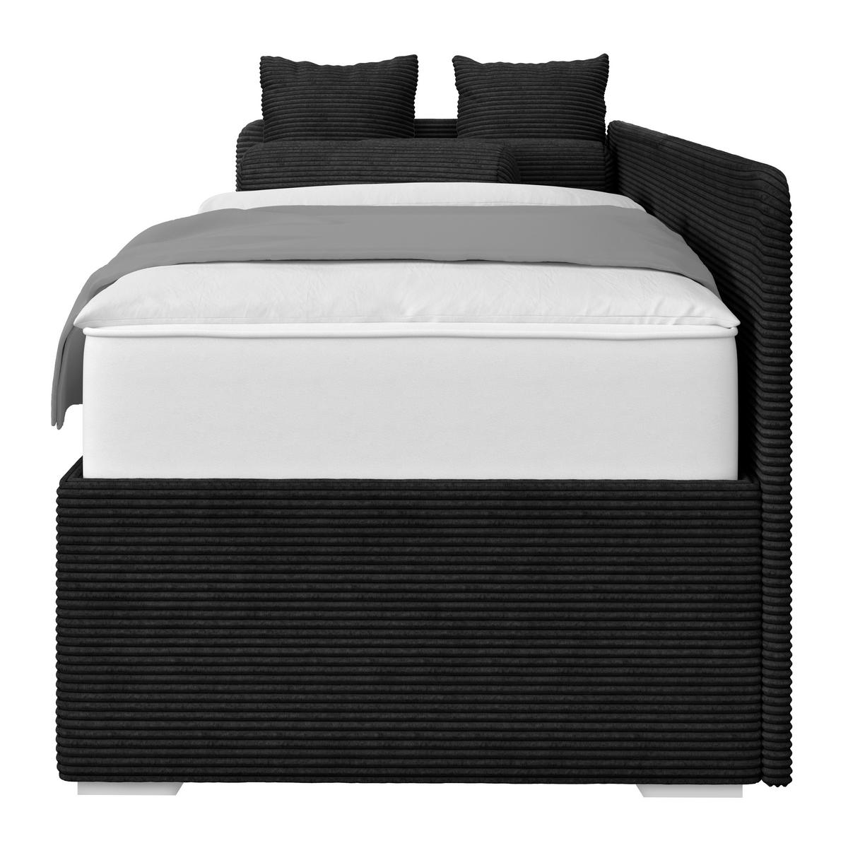 Kárpitozott Ágy Remi  90/200cm - grafitszürke/ezüstszínű, Modern, textil/fa (90/200cm)