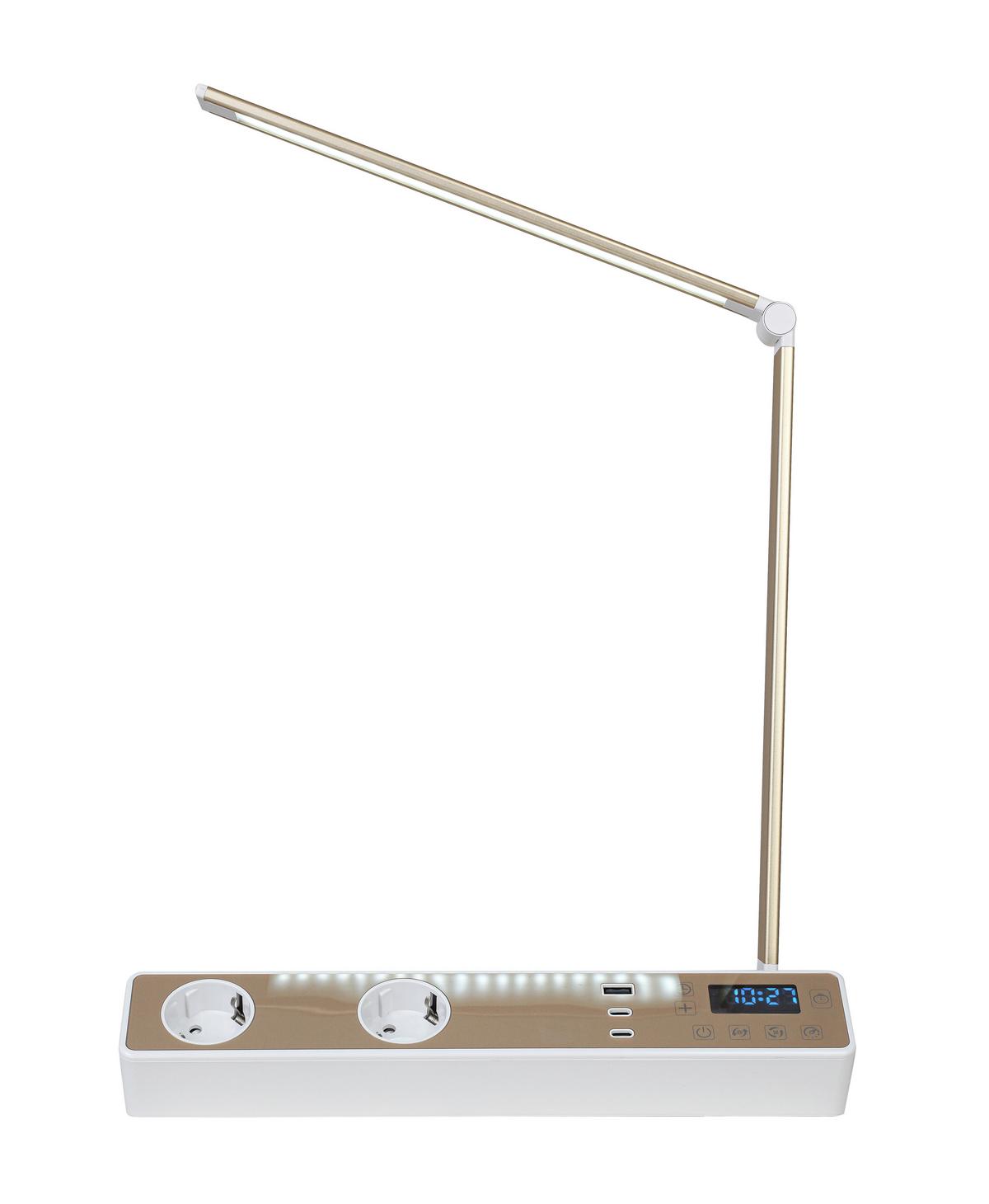 LED LAMPA NA PSACÍ STŮL MULTI - bílá/barva růžového zlata, Moderní, kov/plast (33/10,5/37-66cm) - Mömax