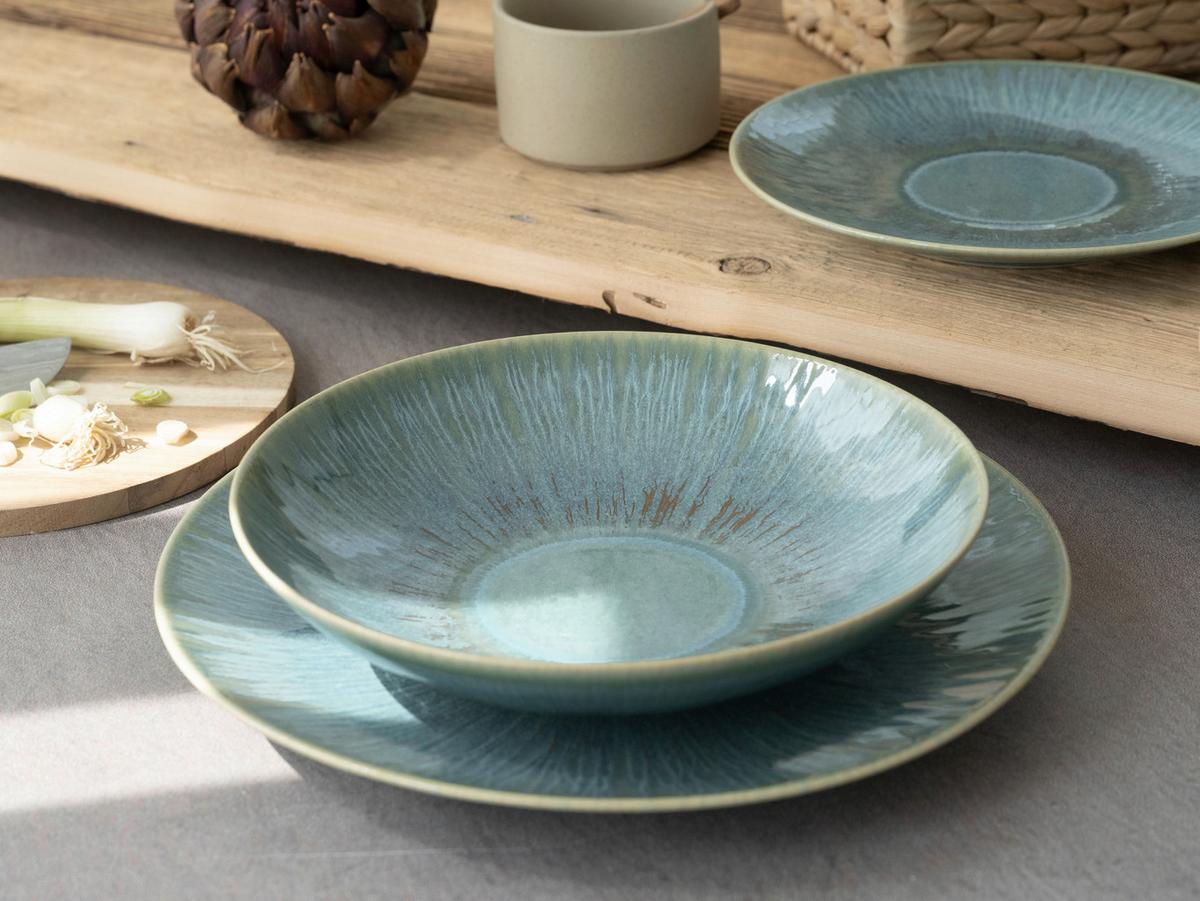 Tafelservice Steingut 4 Personen Geschirr Set - Grün, Basics, Keramik (43/40/37cm) - Creatable