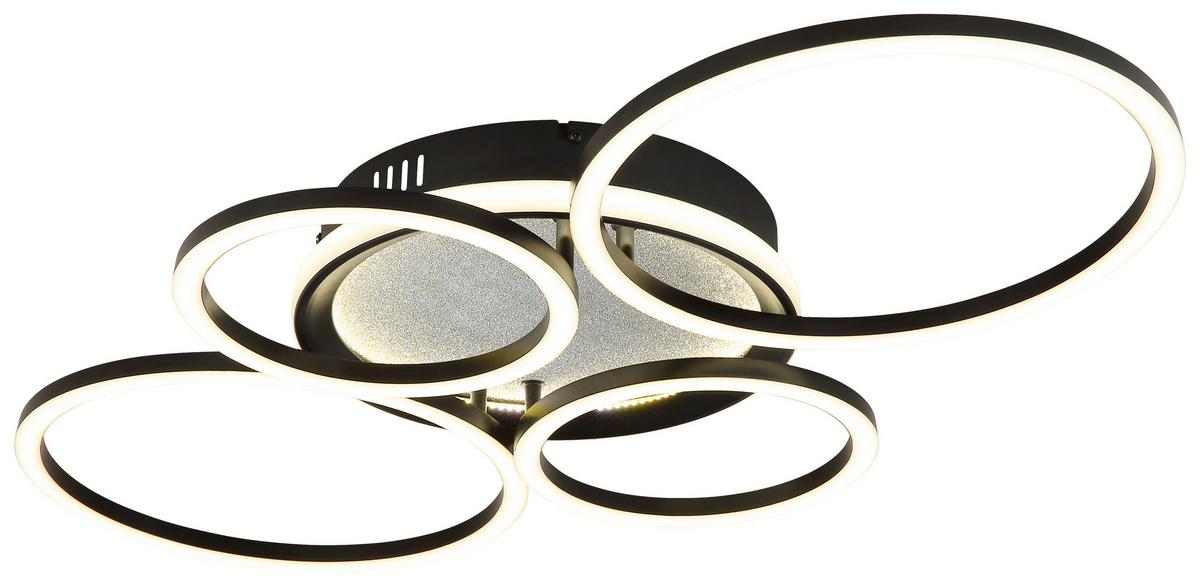 STROPNÍ LED SVÍTIDLO GUSTAV - bílá/černá, Moderní, kov/plast (72,2/51,7/10cm) - Mömax