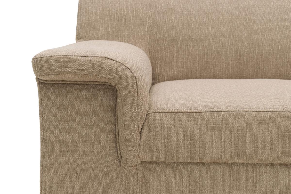 3-Sitzer-Sofa Jamie Rücken Echt Beige Webstoff - Chromfarben/Beige, KONVENTIONELL, Textil (190/72/80cm) - MID.YOU