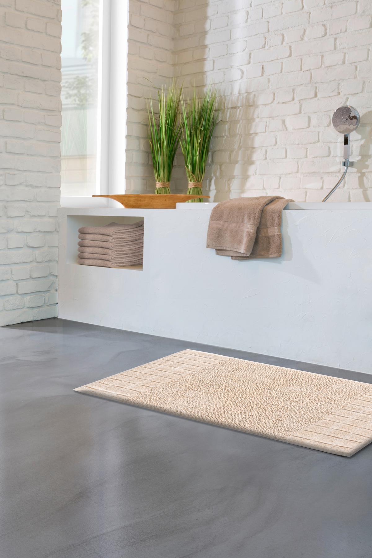 Badematte Chess - Naturfarben, KONVENTIONELL, Textil (60/90cm) - Grund