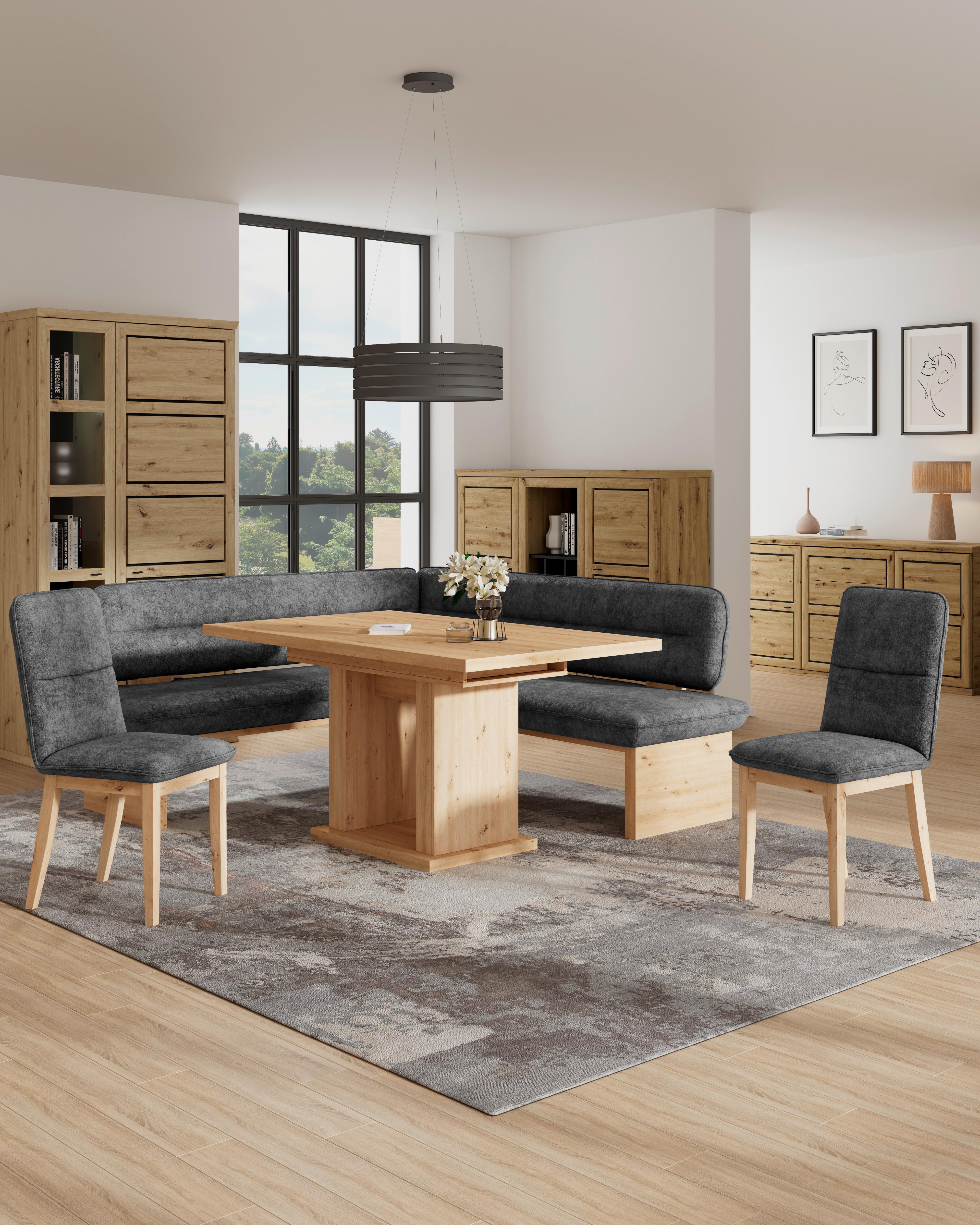 Eckbank Beluna Ii Webstoff Schwarz, B: 170cm - Eichefarben/Schwarz, KONVENTIONELL, Holz/Textil (170/192cm) - James Wood