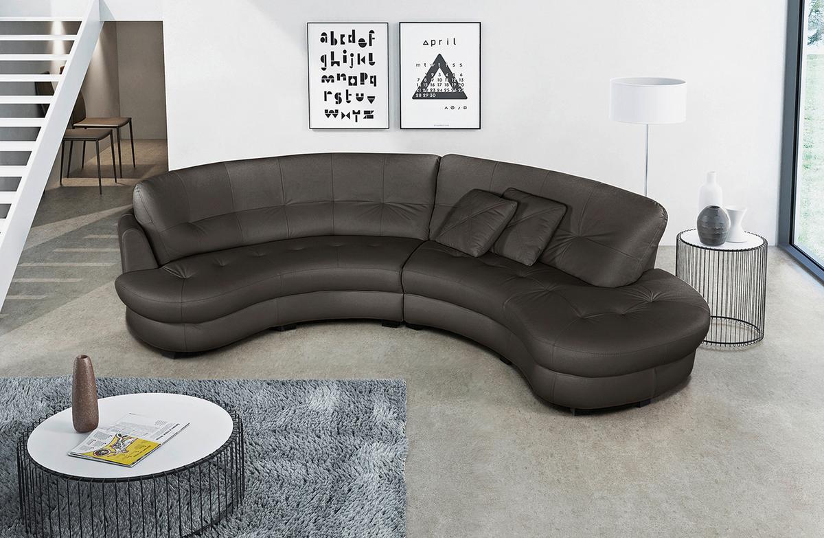 Ecksofa Bretania Dunkelbraun, S: 300x113 cm - Dunkelbraun/Schwarz, Design, Leder/Textil (300/113cm) - Livetastic