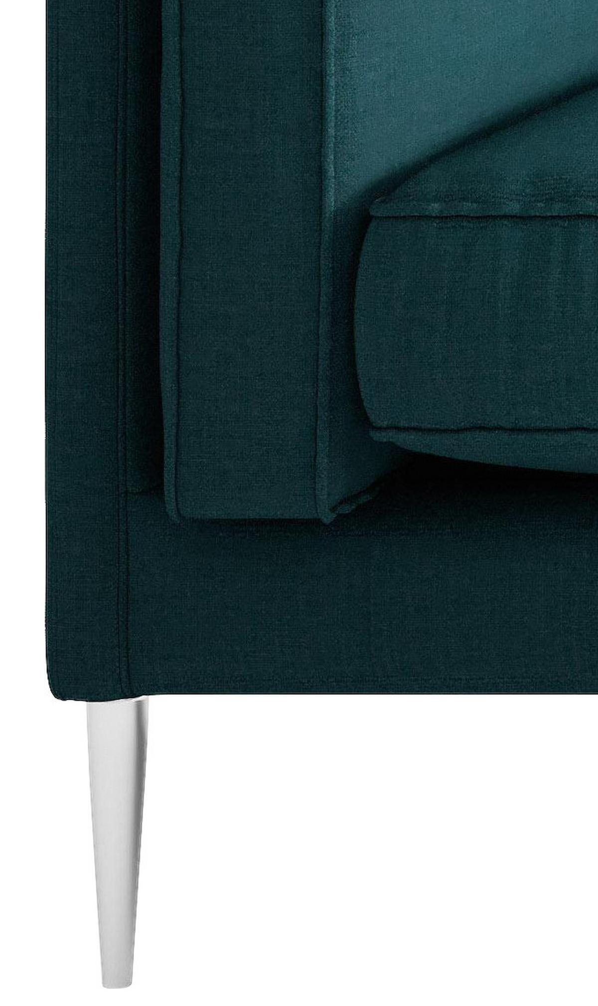 Sitzgarnitur Austin - Dunkelgrün/Edelstahlfarben, Design, Textil - Livetastic