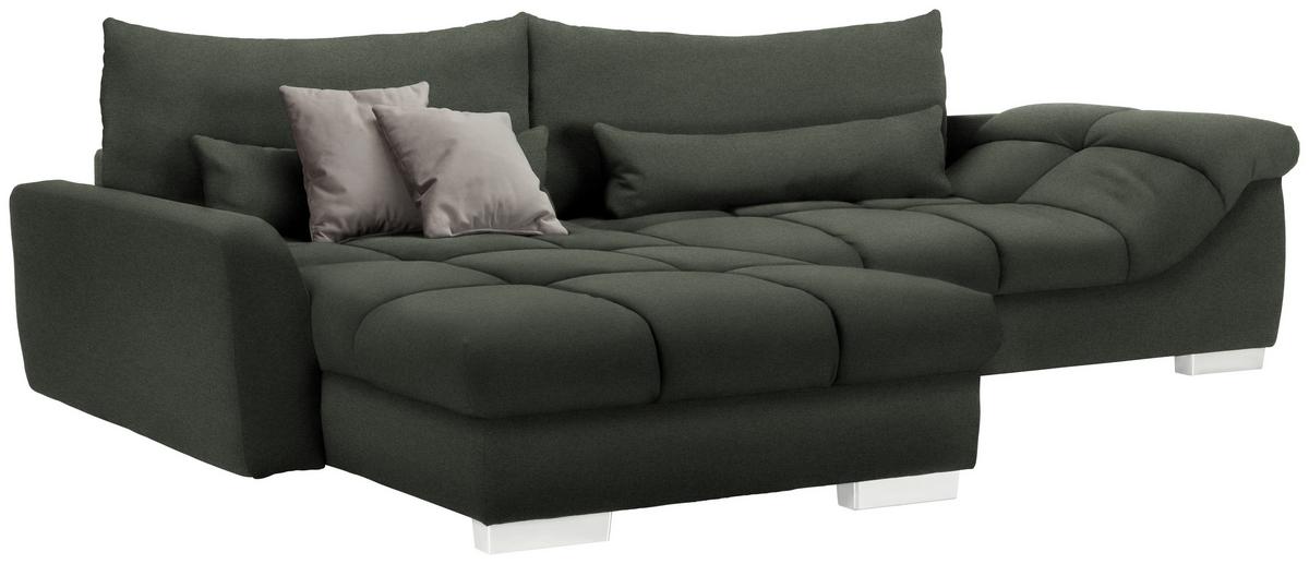 Rohová sedačka WAIKIKI, oboustranná, zelená/šedá - šedá/zelená, Konvenční, textil/plast (337/69/228cm) - Mömax