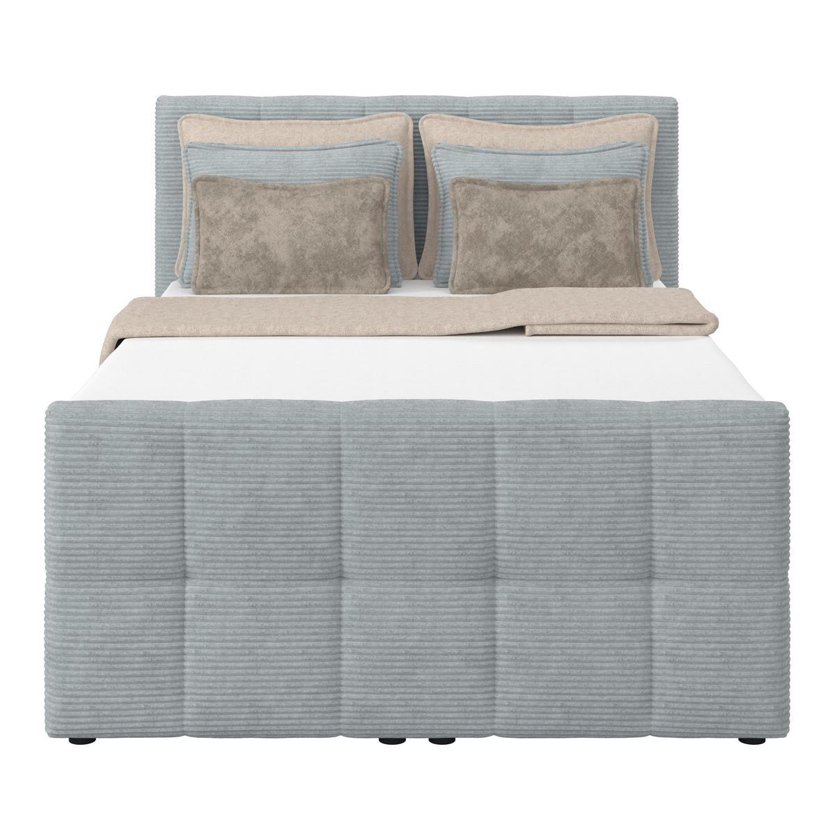 Boxspringbett mit Topper und Bettkasten 140x200 Medino - Silberfarben, KONVENTIONELL, Holz/Holzwerkstoff (140/200cm)