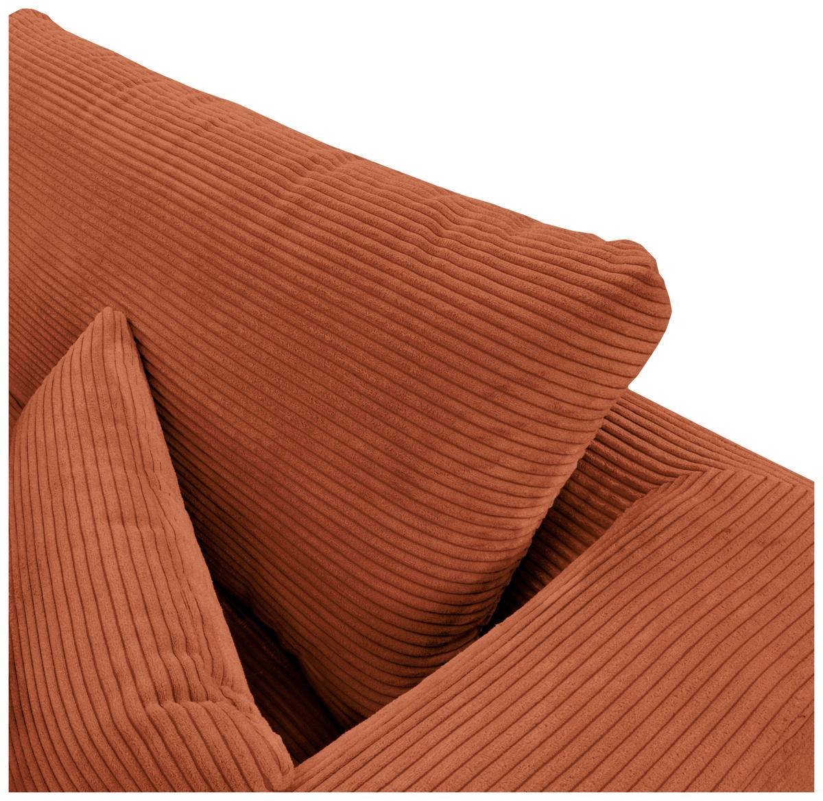 Ecksofa Berlin Cord Kupferfarben 313x172 cm - Schwarz/Kupferfarben, Design, Textil (313/172cm) - Livetastic
