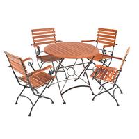 Gartenmöbel Set 5-Tlg. Wien mit Armlehne Klappbar - Eukalyptusholzfarben/Schwarz, Basics, Holz/Metall (56/89/58cm) - Gardenson