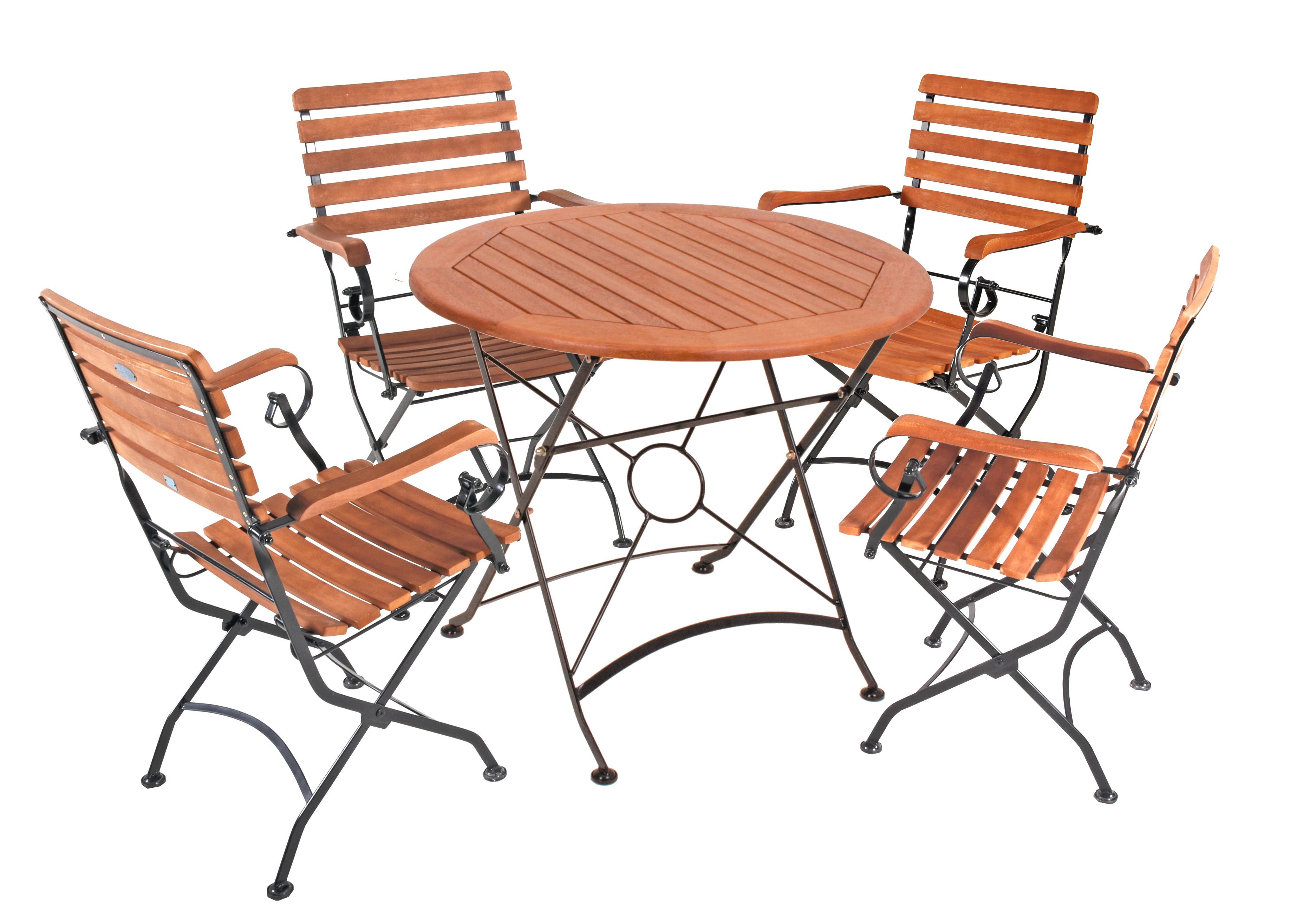 Gartenmöbel Set 5-Tlg. Wien mit Armlehne Klappbar