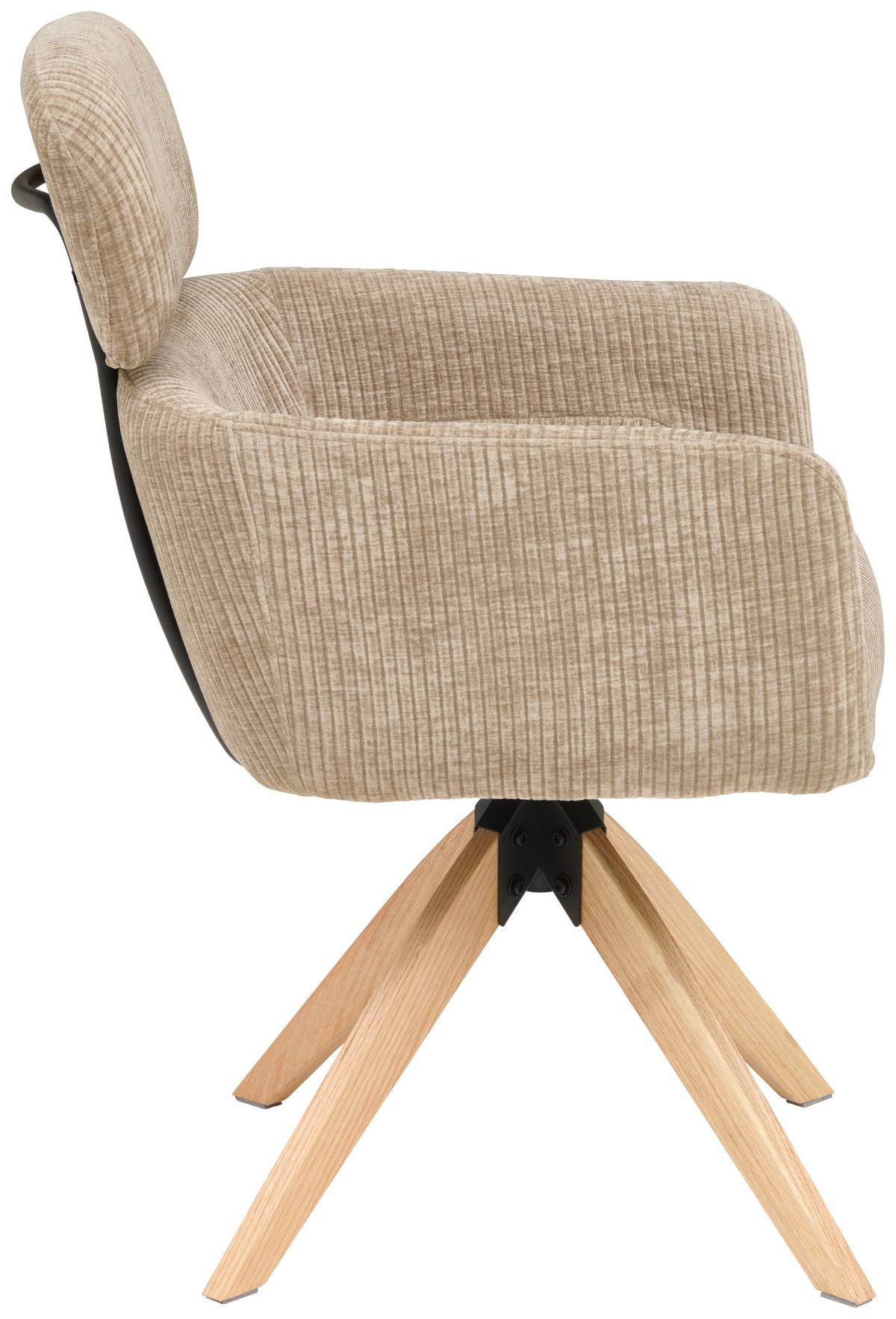 Armlehnstuhl Mattis Cord Beige, B: 60 cm - Beige/Naturfarben, KONVENTIONELL, Holz/Textil (60/90/69cm) - Livetastic