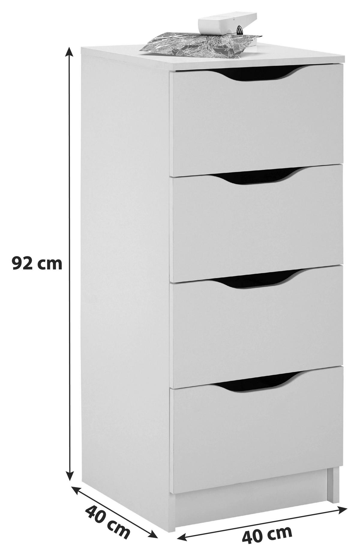 Kommode Grifflos B 40cm Westphalen, Weiß - Weiß, LIFESTYLE, Holzwerkstoff (40/92/40cm) - MID.YOU