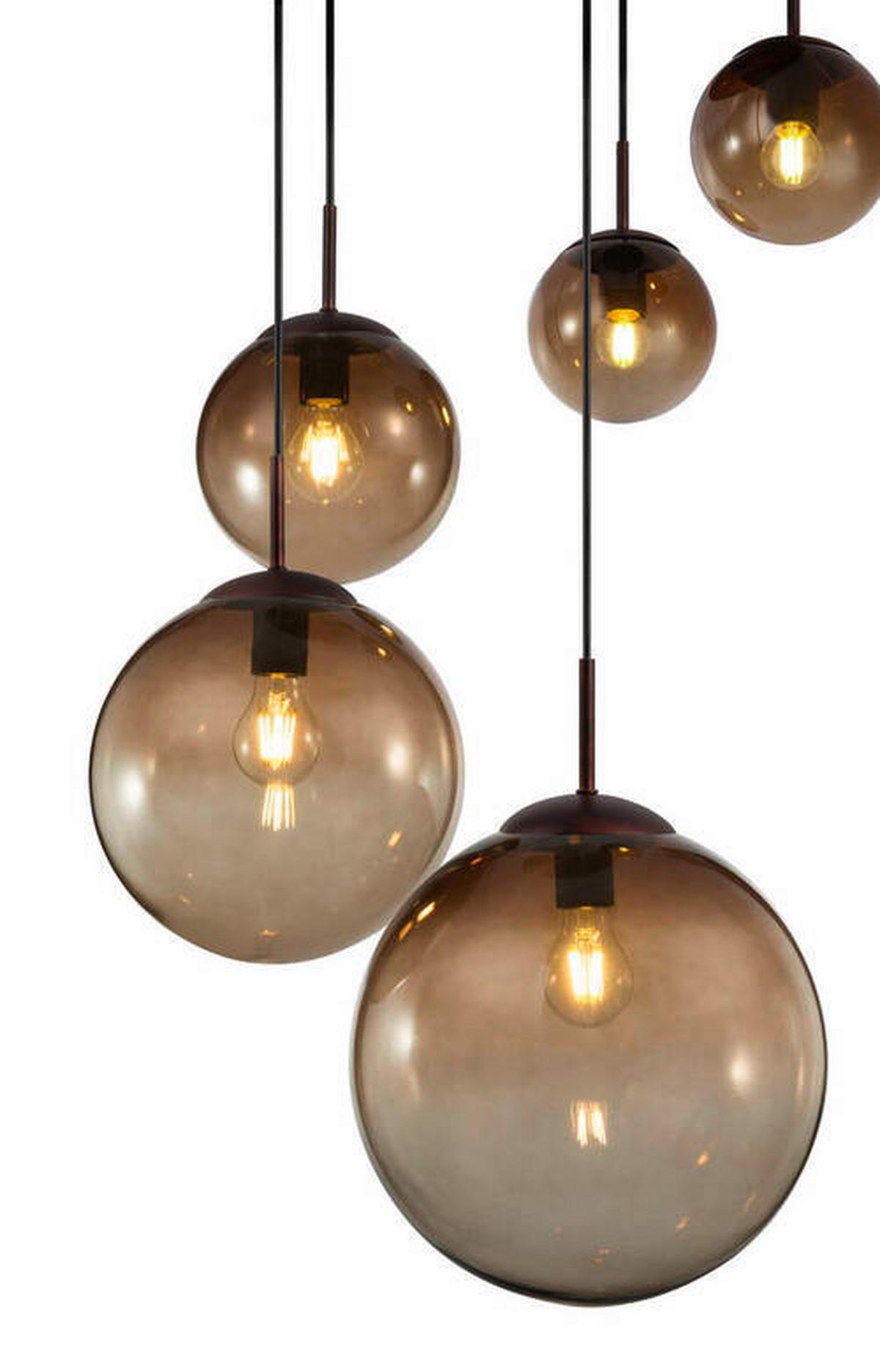 Hängeleuchte Exkl. 5xe27, 40w - Bernsteinfarben/Braun, Design, Glas/Metall (65/150cm) - Globo