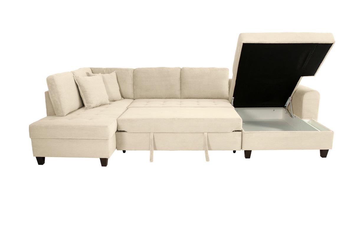 Wohnlandschaft Moritz Creme U-Form: 178x324x155 cm - Creme, Trend, Textil (178/324/155cm)