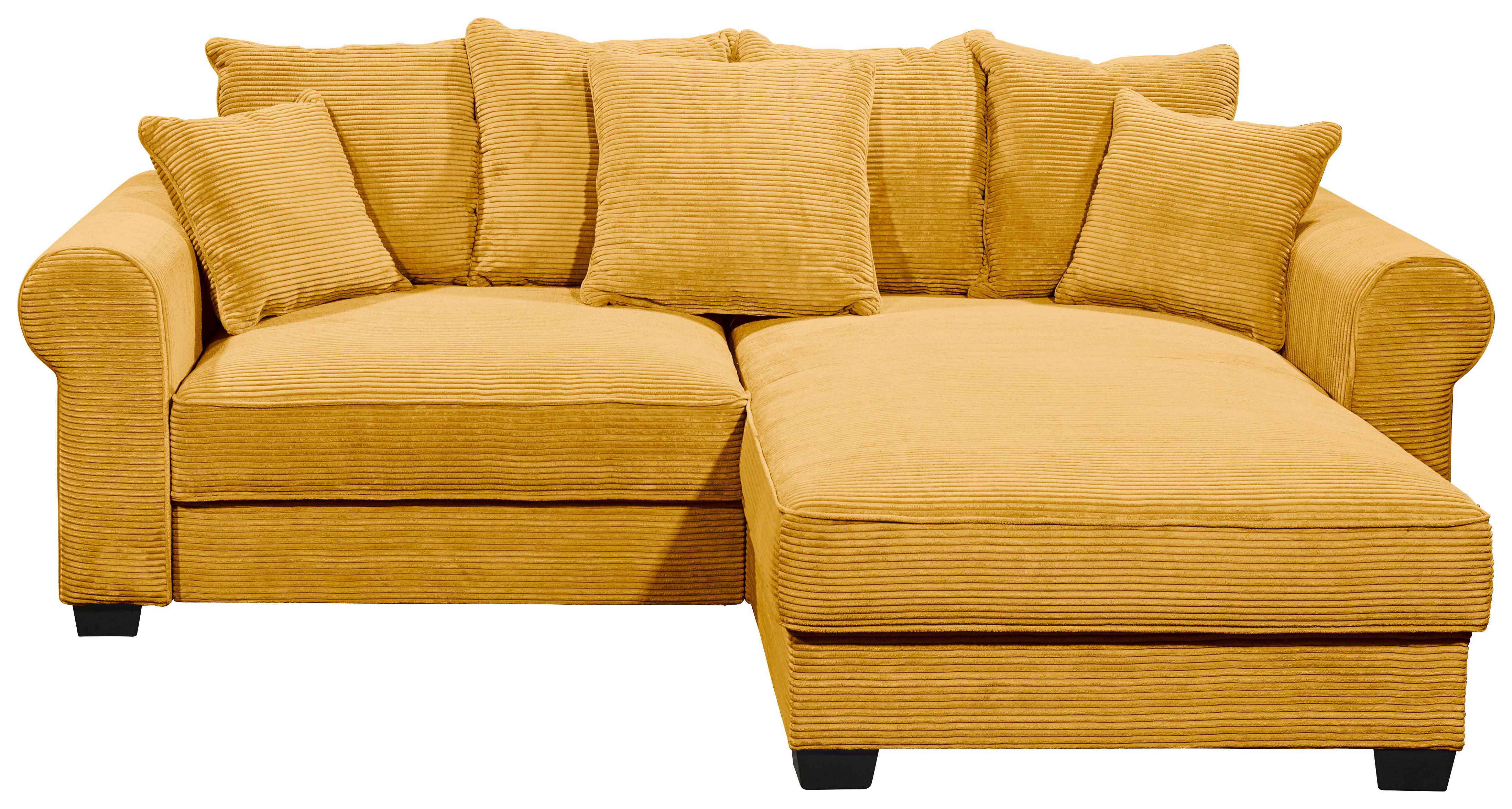 Ecksofa Maureen Gelb Cord - Gelb/Schwarz, KONVENTIONELL, Textil (255/185cm) - MID.YOU