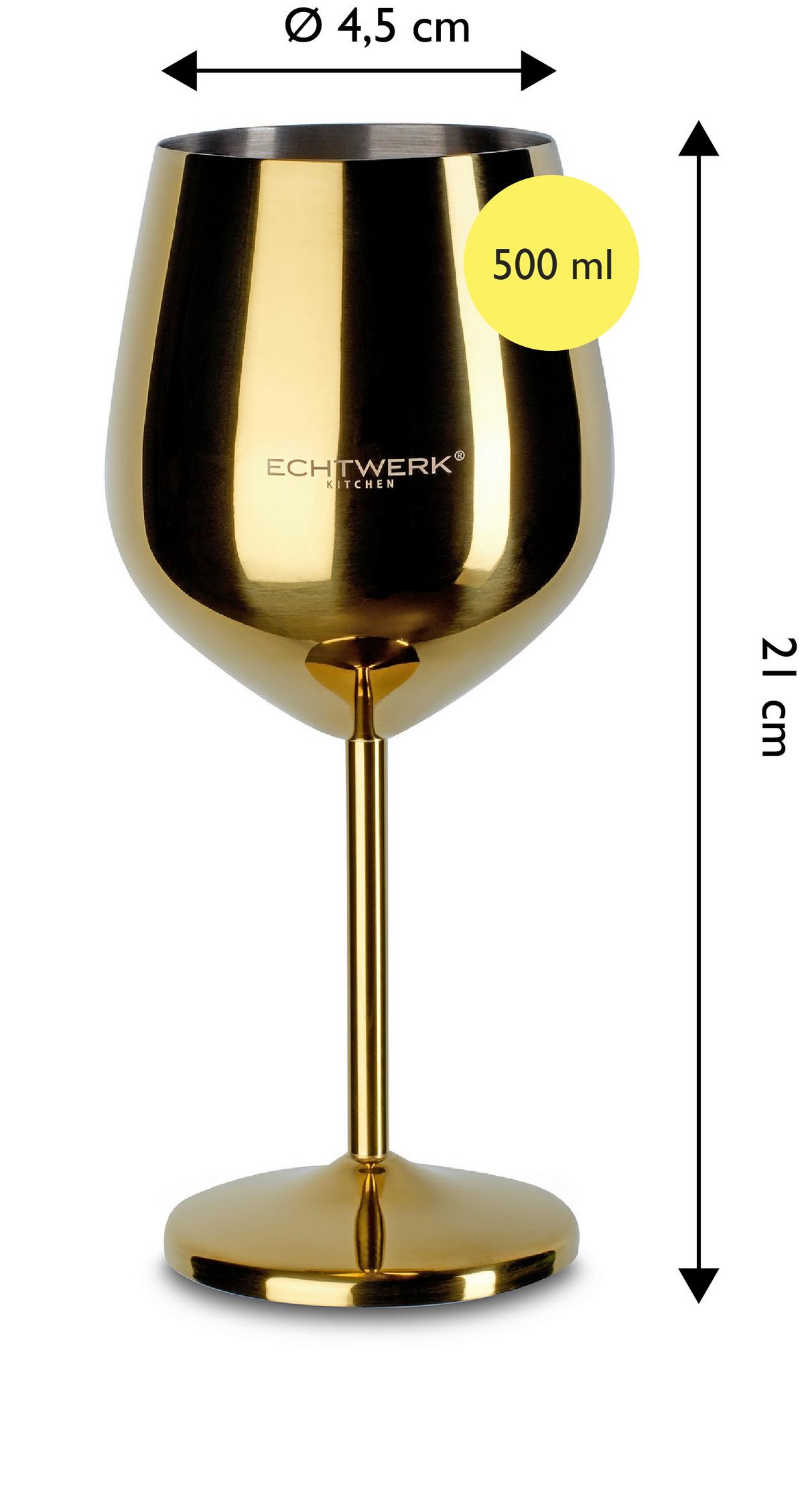 Weingläser Echtwerk Metall, Goldfarben, Je 500ml - Goldfarben, Basics, Metall (9,3/4,5/21cm) - Echtwerk