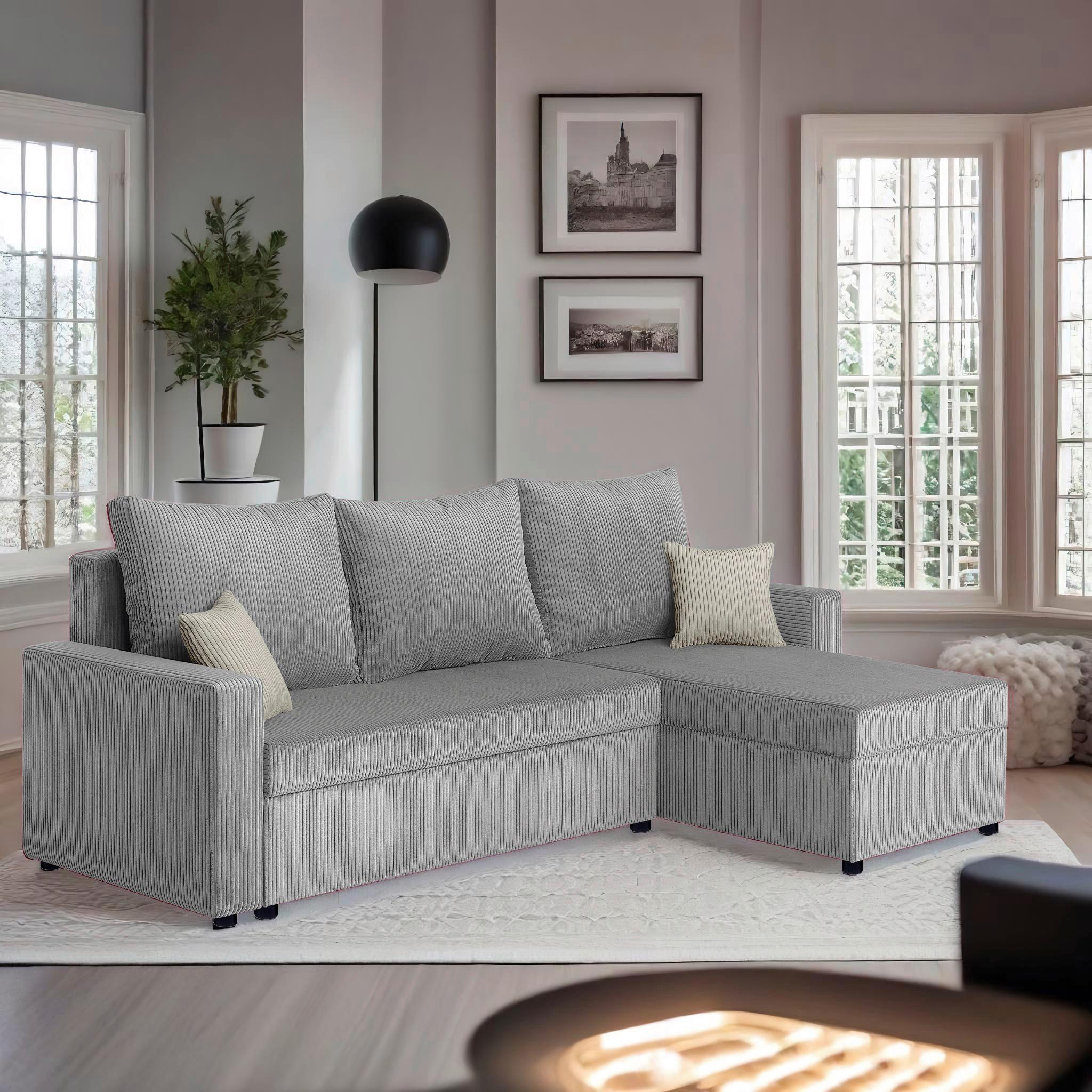 Ecksofa Star Taupe S: 228x147 cm - Taupe/Schwarz, Design, Holzwerkstoff/Textil (228/147cm) - P & B