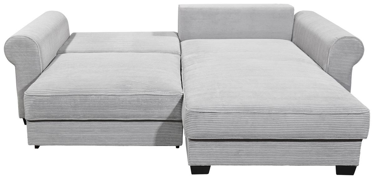 Ecksofa mit Schlaffunktion Angelina Grau Kord - Schwarz/Grau, Basics, Textil (255/92/185cm) - MID.YOU