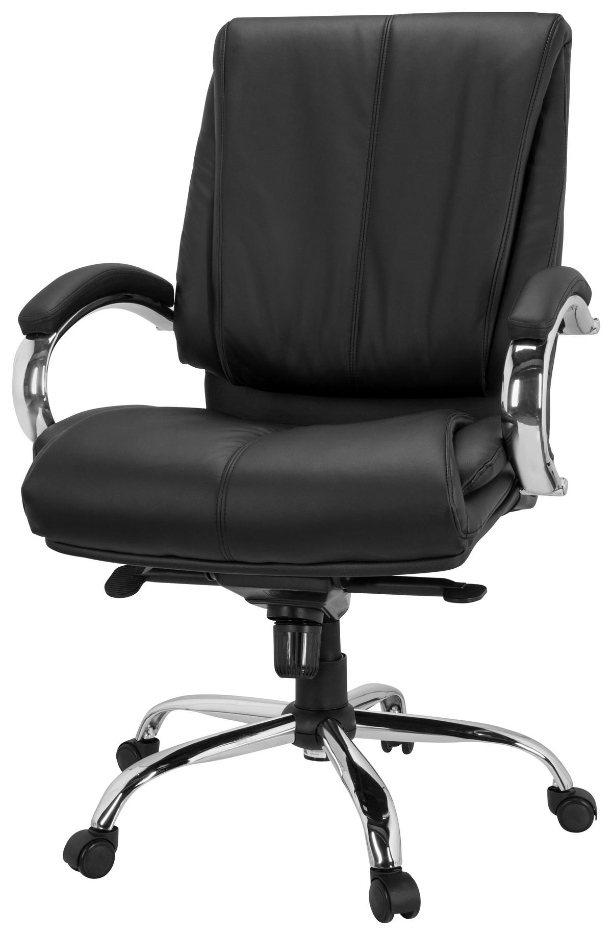 Chefsessel Xxl H 100 Pu Lederlook Schwarz Bis 150 Kg - Silberfarben/Schwarz, Basics, Kunststoff/Textil (66/113/70cm) - MID.YOU