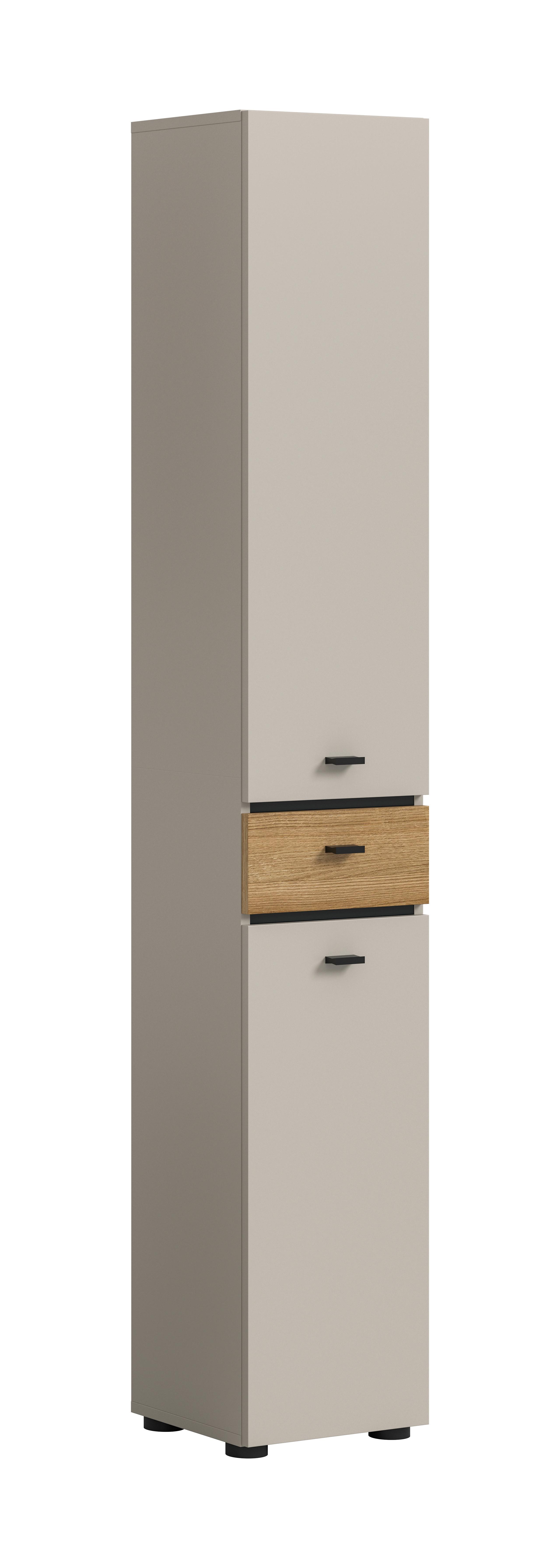 Hochschrank Aqua Kaschmir/Eichefarben B: 32cm - Kaschmir/Eichefarben, Trend, Holzwerkstoff (32/191/30cm) - MID.YOU