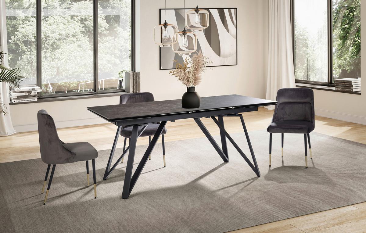 Esstisch Schwarz L: 180 Cm - Schwarz, Design, Keramik/Metall (180/95/76cm) - MID.YOU