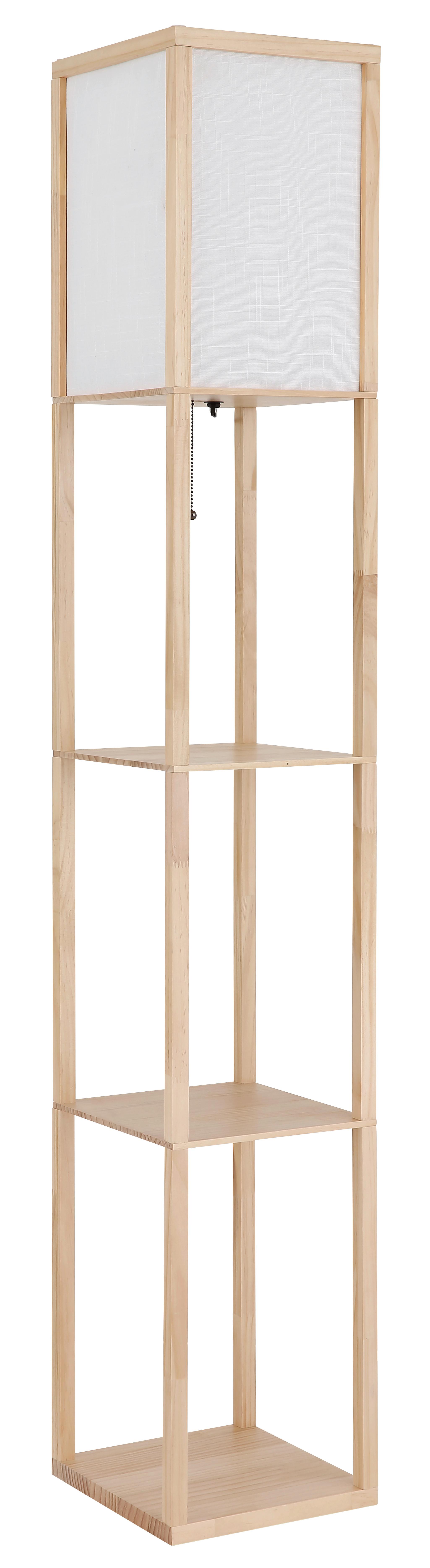 STEHLEUCHTE Exkl. 1xE27, 60W - Hellbraun/Weiß, Natur, Holz/Textil (26/26/159cm) - Globo