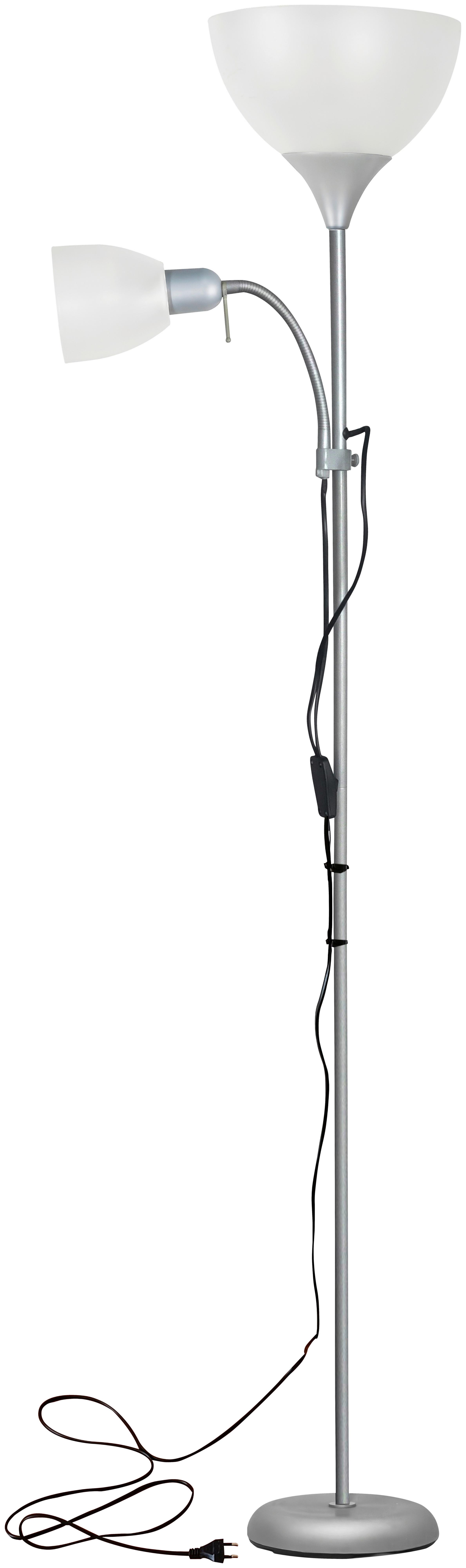 STOJACIA LAMPA VANESSA 2 -BASED- - biela/strieborná, Basics, kov/plast (42/180/21cm) - Mömax