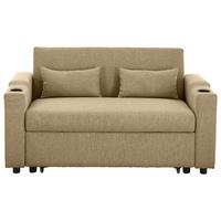Schlafsofa Athen Khaki B: 150 cm - Khaki/Schwarz, Basics, Textil/Metall (150/91/85cm) - P & B