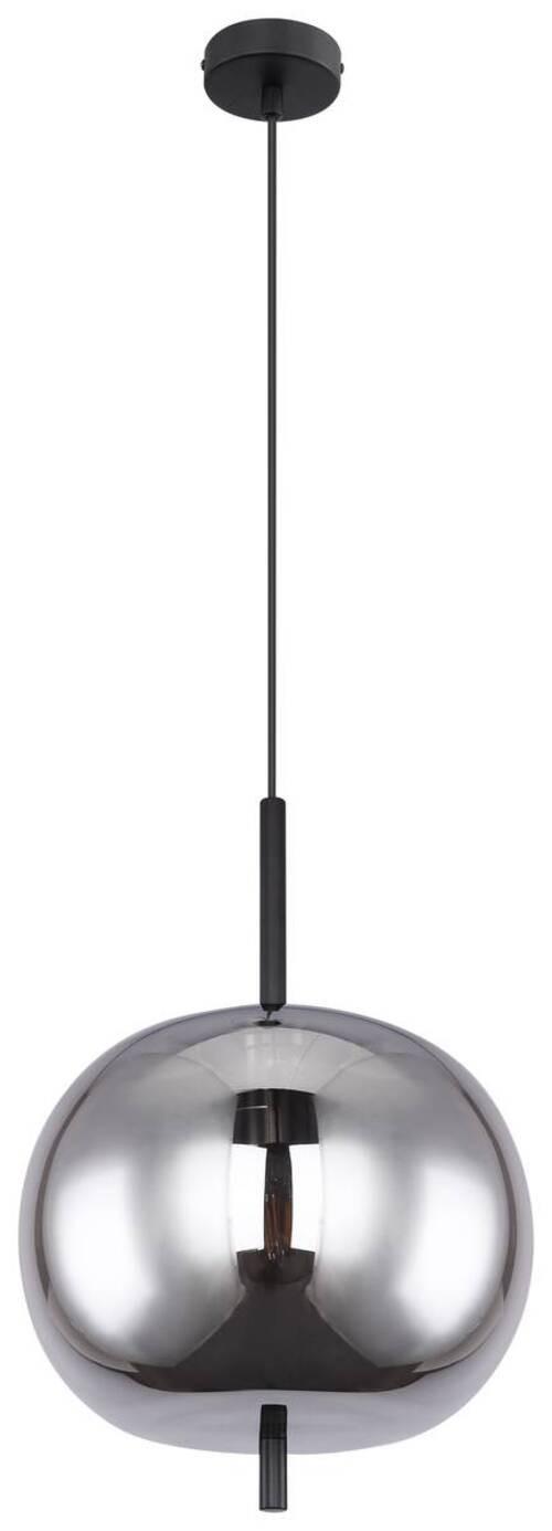 Hängeleuchte Blacky H: 120 Cm 1-Flammig, Mit Rauchglas - Schwarz, Basics, Glas/Metall (30/120cm) - Globo