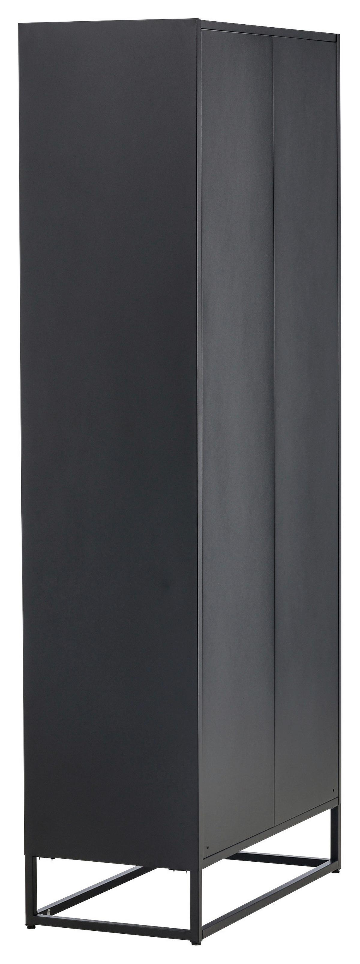 Vitrine Bakal - Schwarz, Design, Glas/Metall (80/190/41cm) - Livetastic