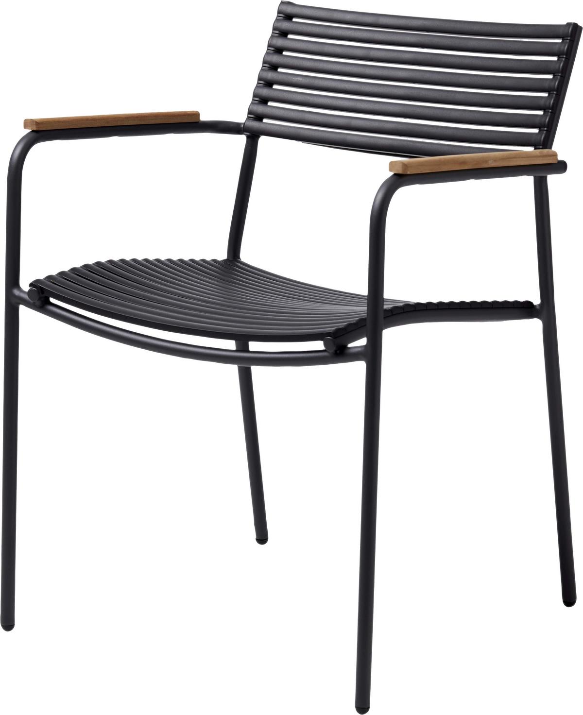 Stapelstuhl Mood Air - Anthrazit/Teakfarben, KONVENTIONELL, Holz/Kunststoff (60/78/56cm) - Gardenson
