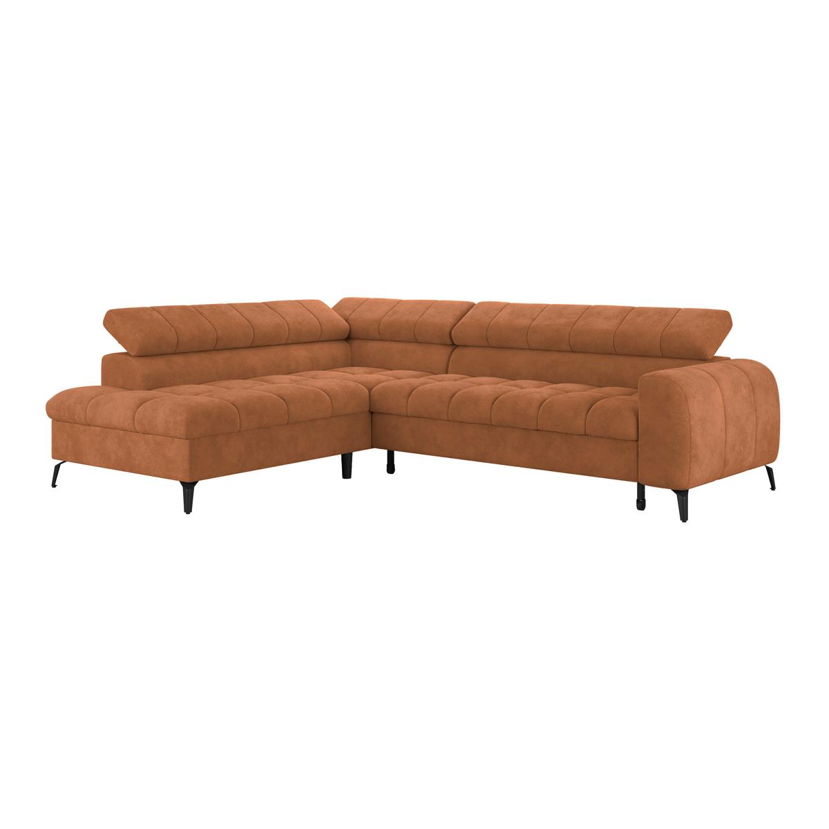 Ecksofa mit Schlaffunktion & Bettkasten Volf Rostfarben - Rostfarben/Schwarz, Trend, Kunststoff/Textil (203/261cm)