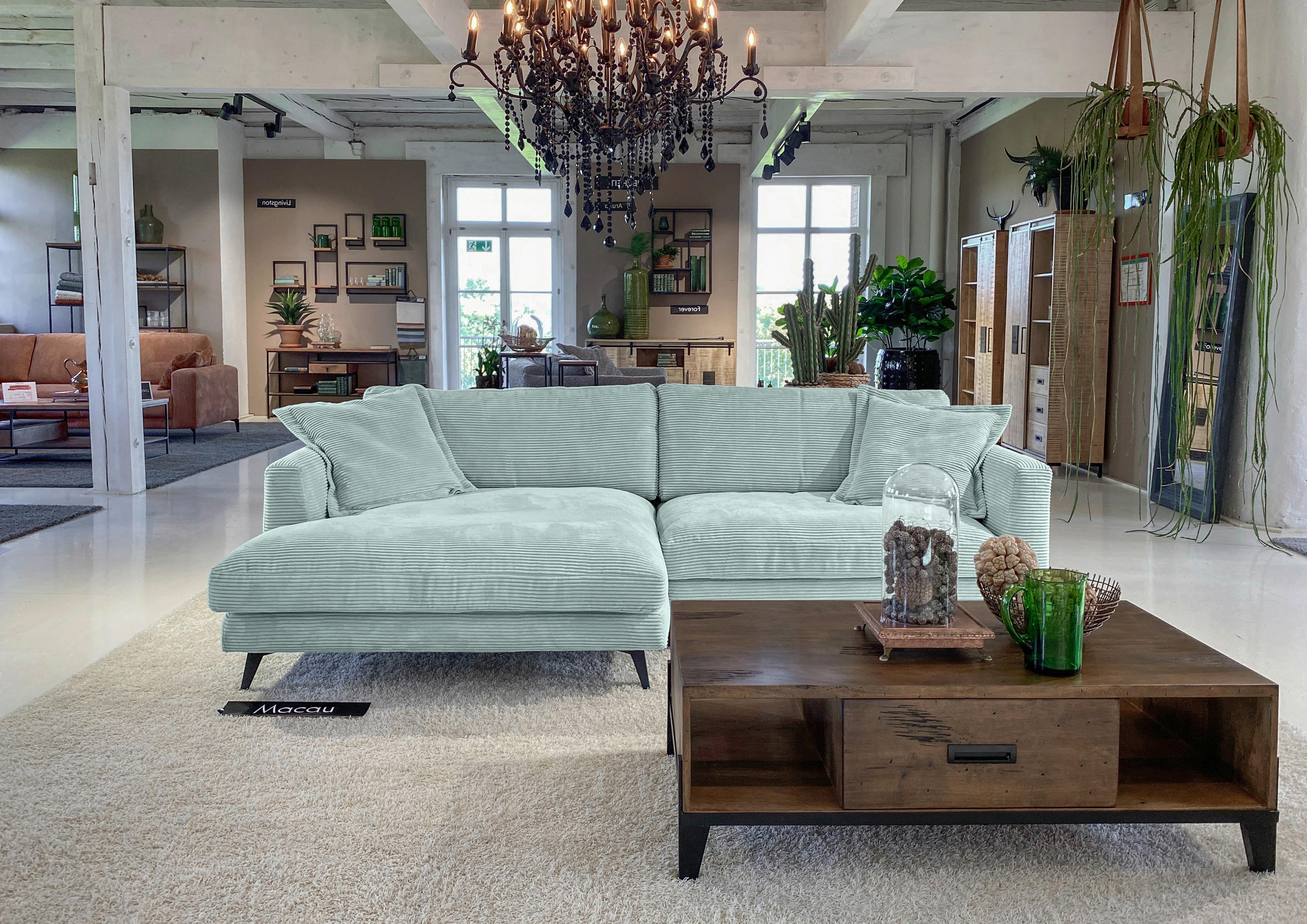 Ecksofa Macau, Mintgrün S: 140x270 cm - Schwarz/Mintgrün, LIFESTYLE, Textil (140/270cm) - Livetastic