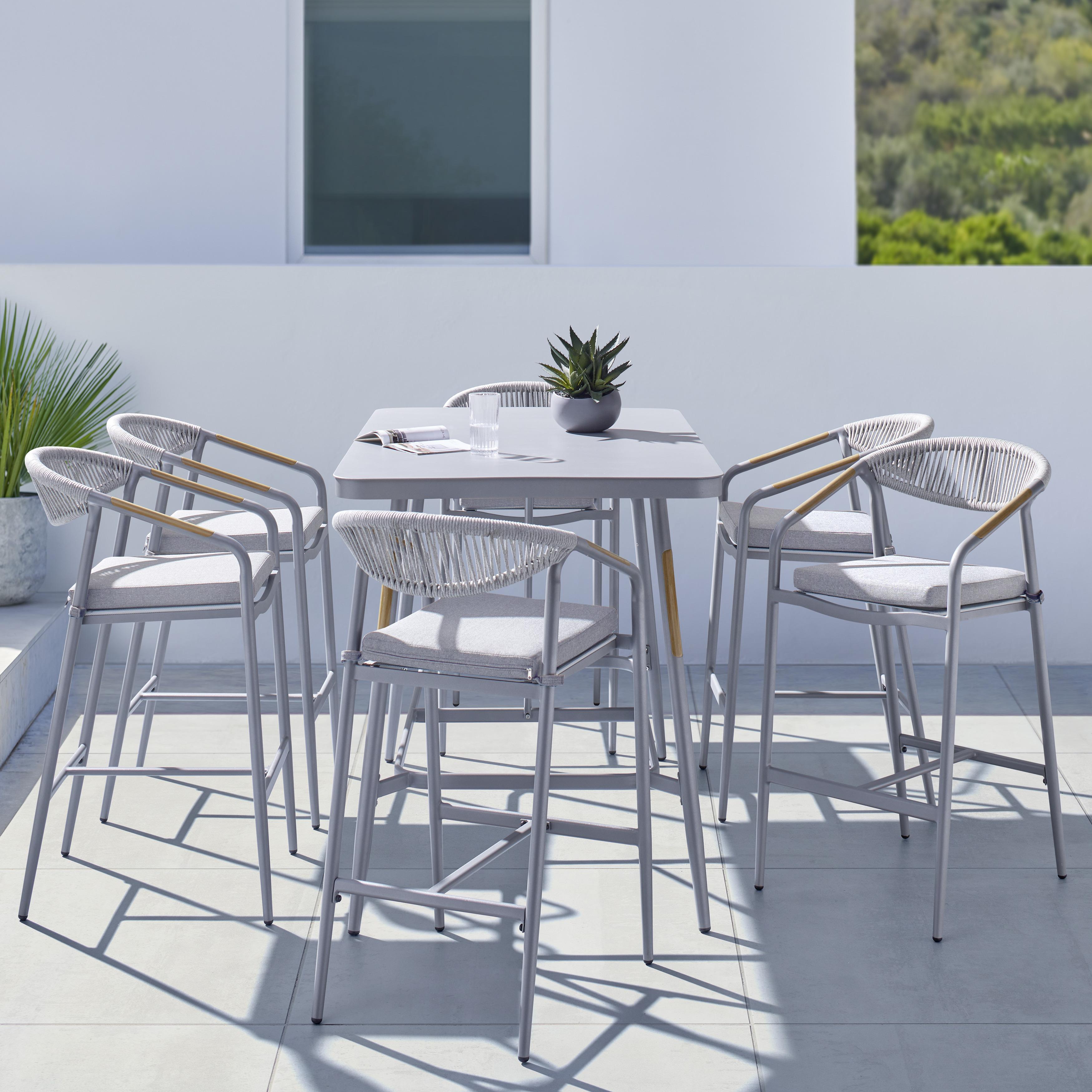 Záhradné Barové Sedenie Allonso - sivá/biela, Moderný, kov/textil - Bessagi Garden