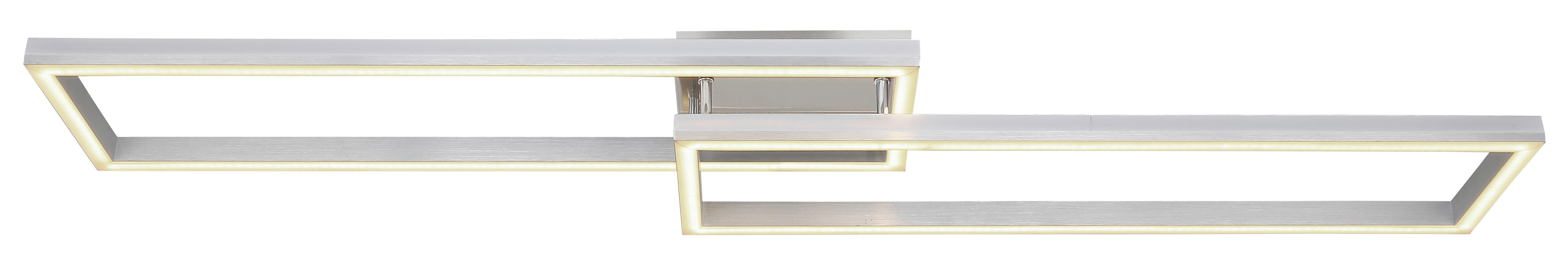 LED-DECKENLEUCHTE 67209-45D - Silberfarben/Opal, Design, Kunststoff/Metall (119,5/25,5/10cm) - Globo