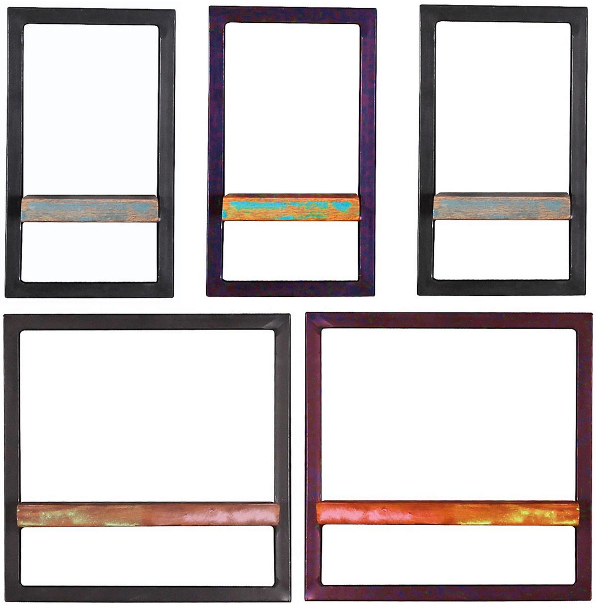 Wandregal Multicolor/Schwarz - Multicolor/Schwarz, Design, Holz/Metall (35/35/25cm) - MID.YOU