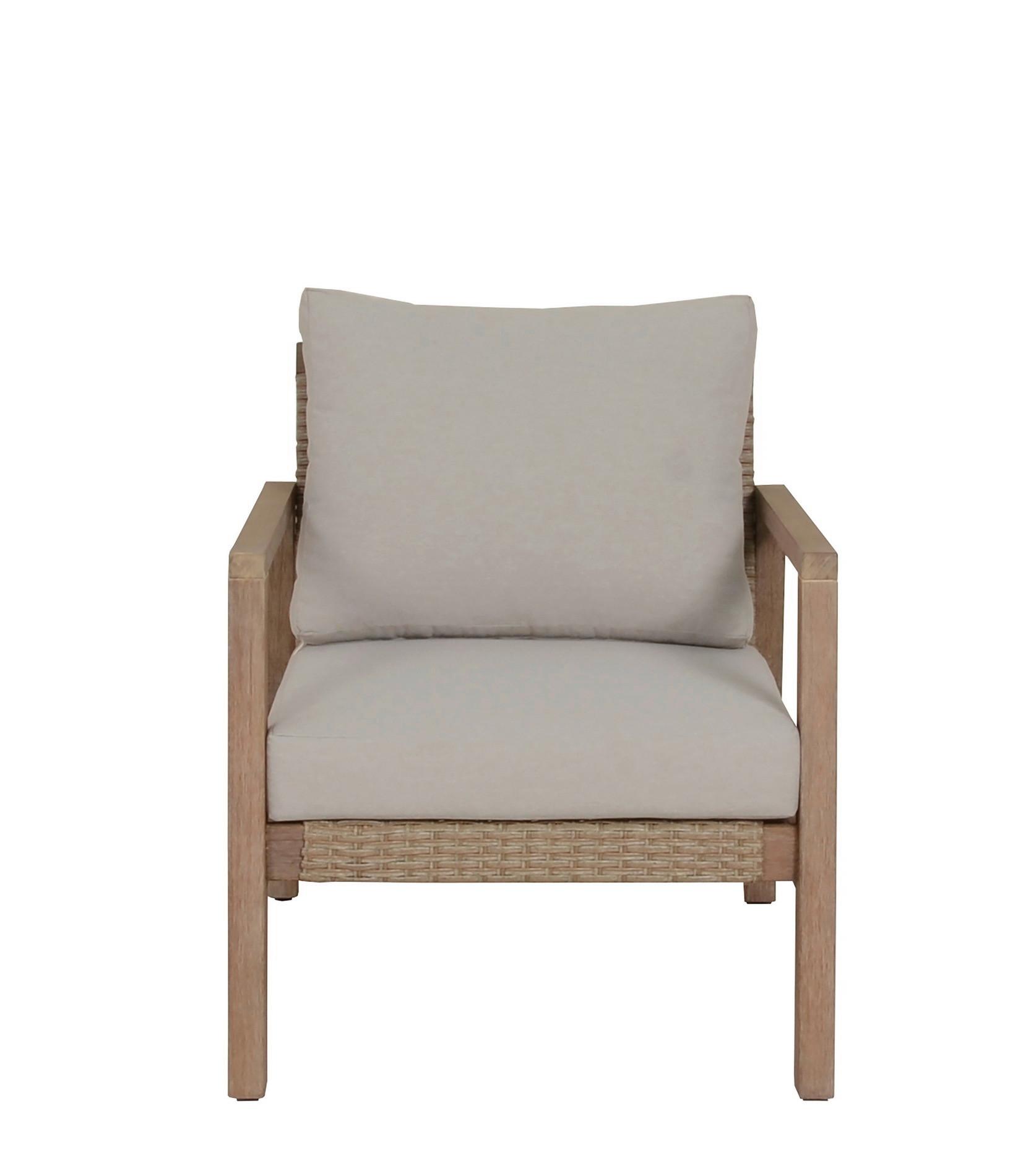 Loungegarnitur 4-tlg San Mateo Echtholz/kunststoff Mit Kissen - Beige/Braun, MODERN, Holz (83/72/121cm) - Gardenson