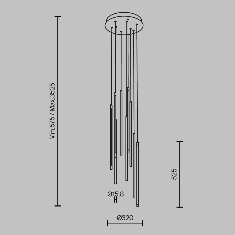 Pendelleuchte Light Stick - Schwarz, MODERN, Metall (35/57,5cm) - MAYTONI