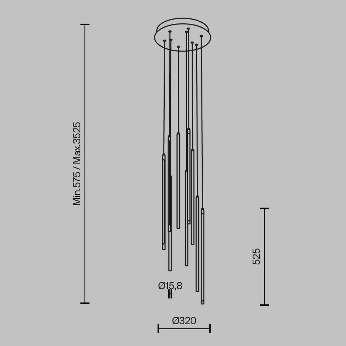 Pendelleuchte Light Stick - Schwarz, MODERN, Metall (35/57,5cm) - MAYTONI
