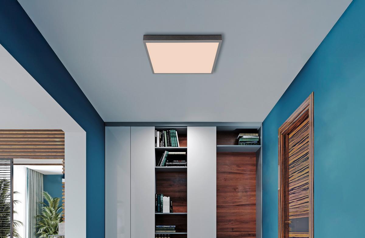 LED-Deckenleuchte Doro L: 45cm Silberfarben Weiß Dunkelgrau - Dunkelgrau/Silberfarben, Basics, Kunststoff/Metall (45/45/7,5cm) - Globo