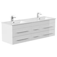 WASCHTISCHKOMBI Nero XL, Weiß HG B: 153 cm - Weiß Hochglanz/Weiß, Basics, Keramik/Holzwerkstoff (153cm) - MID.YOU