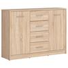 Kommode Nepo Plus Chest Of Drawers - Schwarz/Sonoma Eiche, Design, Holzwerkstoff (118,5/84/34cm)