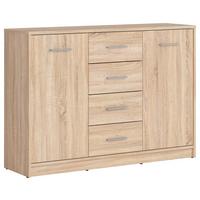Kommode Nepo Plus Chest Of Drawers - Schwarz/Sonoma Eiche, Design, Holzwerkstoff (118,5/84/34cm)