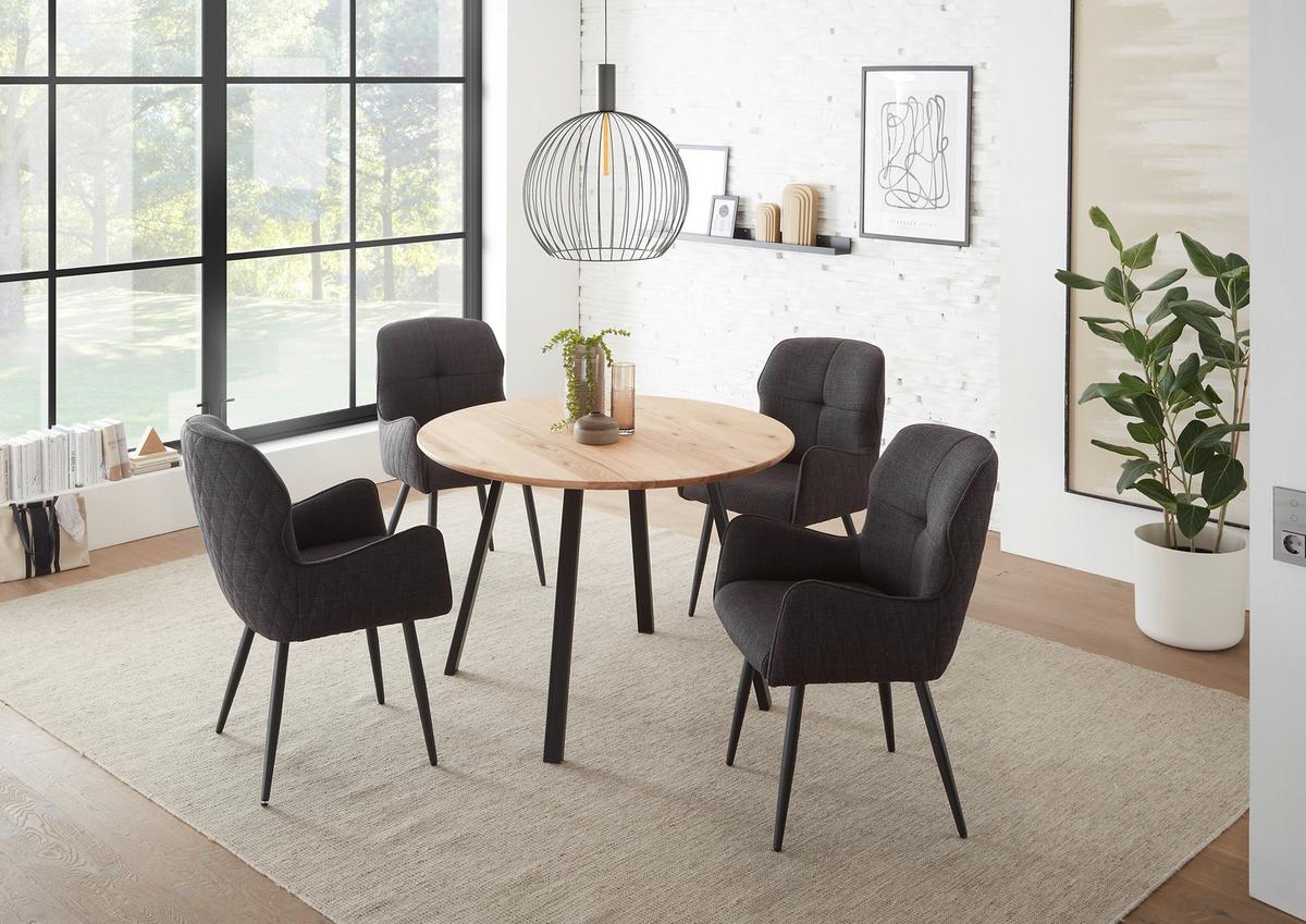 Esstisch Nils - Eichefarben/Schwarz, MODERN, Holz/Metall (110/110/75cm) - MID.YOU