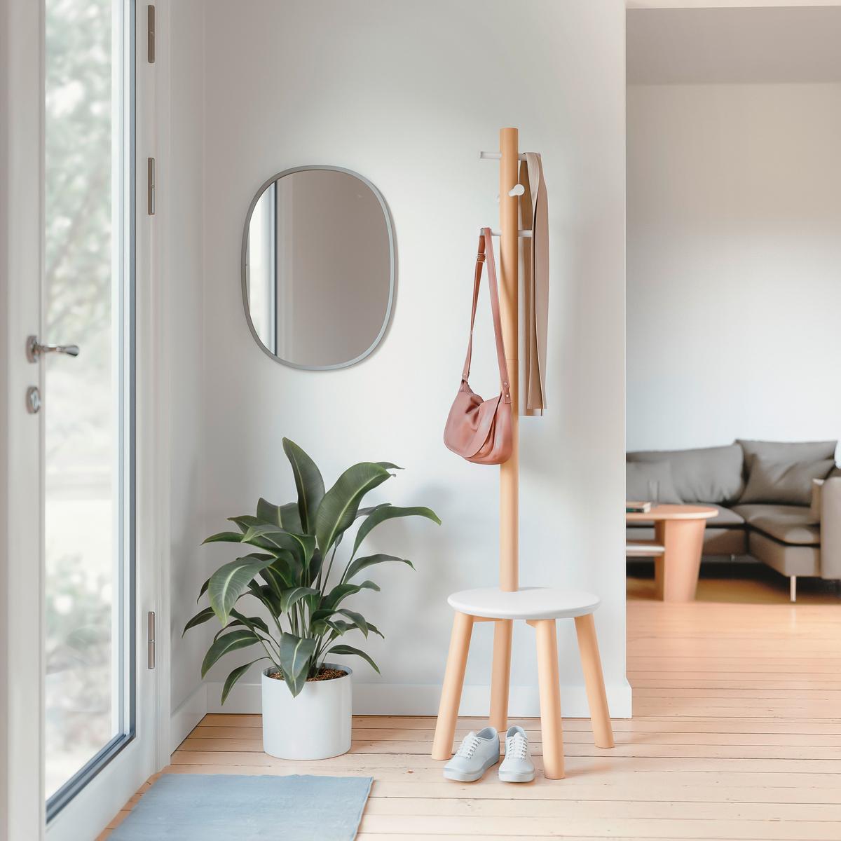 ŠATNÍ STOJAN STOVIK - bílá/přírodní barvy, Basics, dřevo (51/165cm) - Umbra