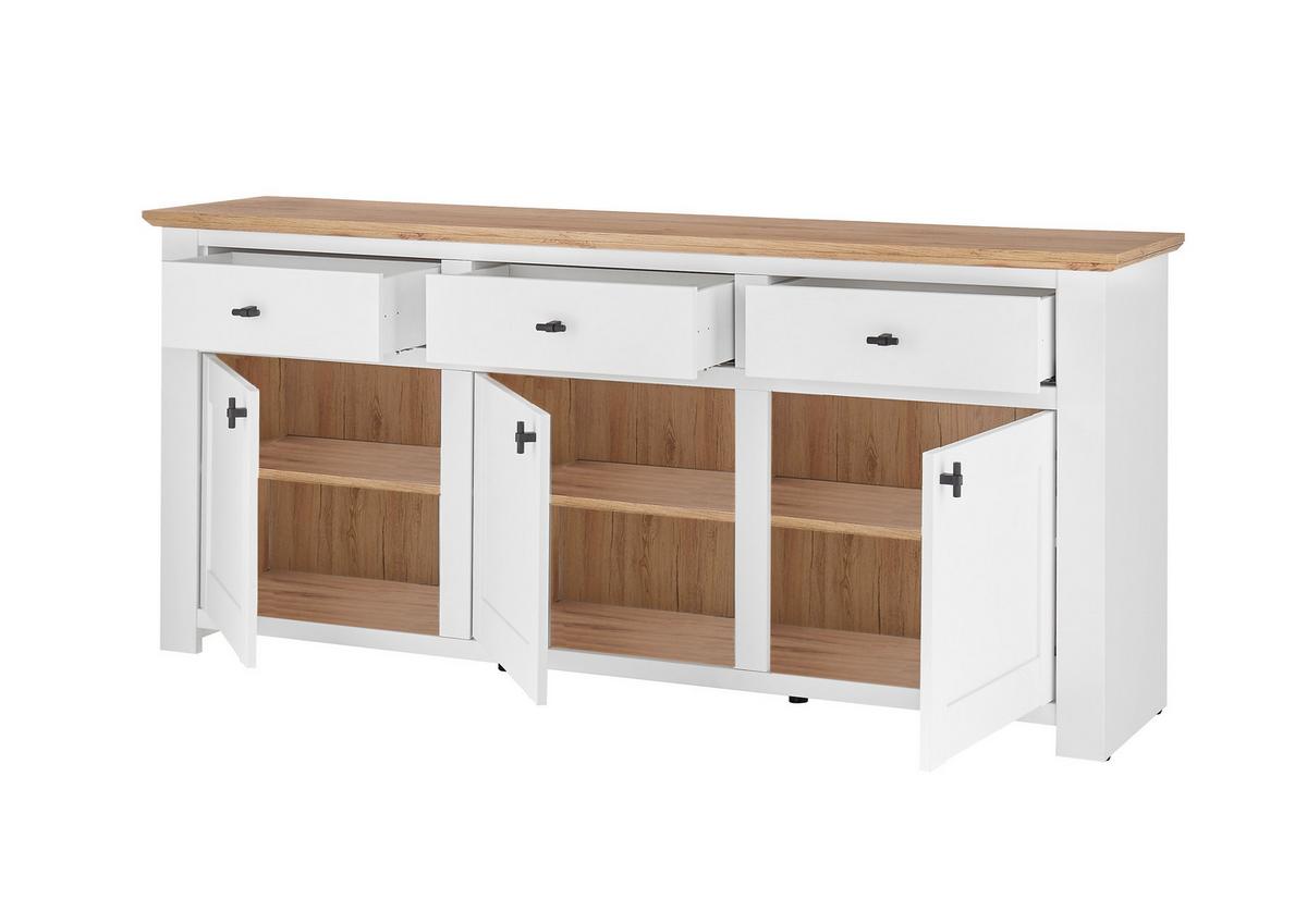 Sideboard Bristol Eiche-/Pinienfarben B: 198cm - Eichefarben/Eiche Wotan, Design, Holzwerkstoff (198/88/45cm) - MID.YOU