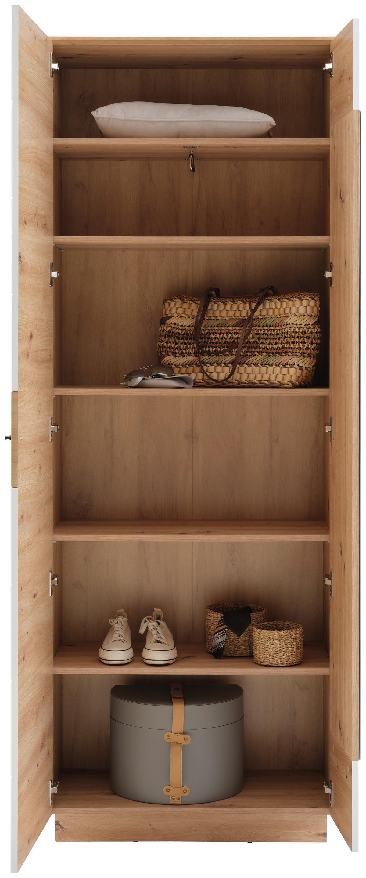 Garderobenschrank Tonale 75 cm Artisan Eiche Dekor/Alpinweiss - Weiß/Eiche Artisan, KONVENTIONELL, Glas/Holzwerkstoff (75/207,4/40cm)
