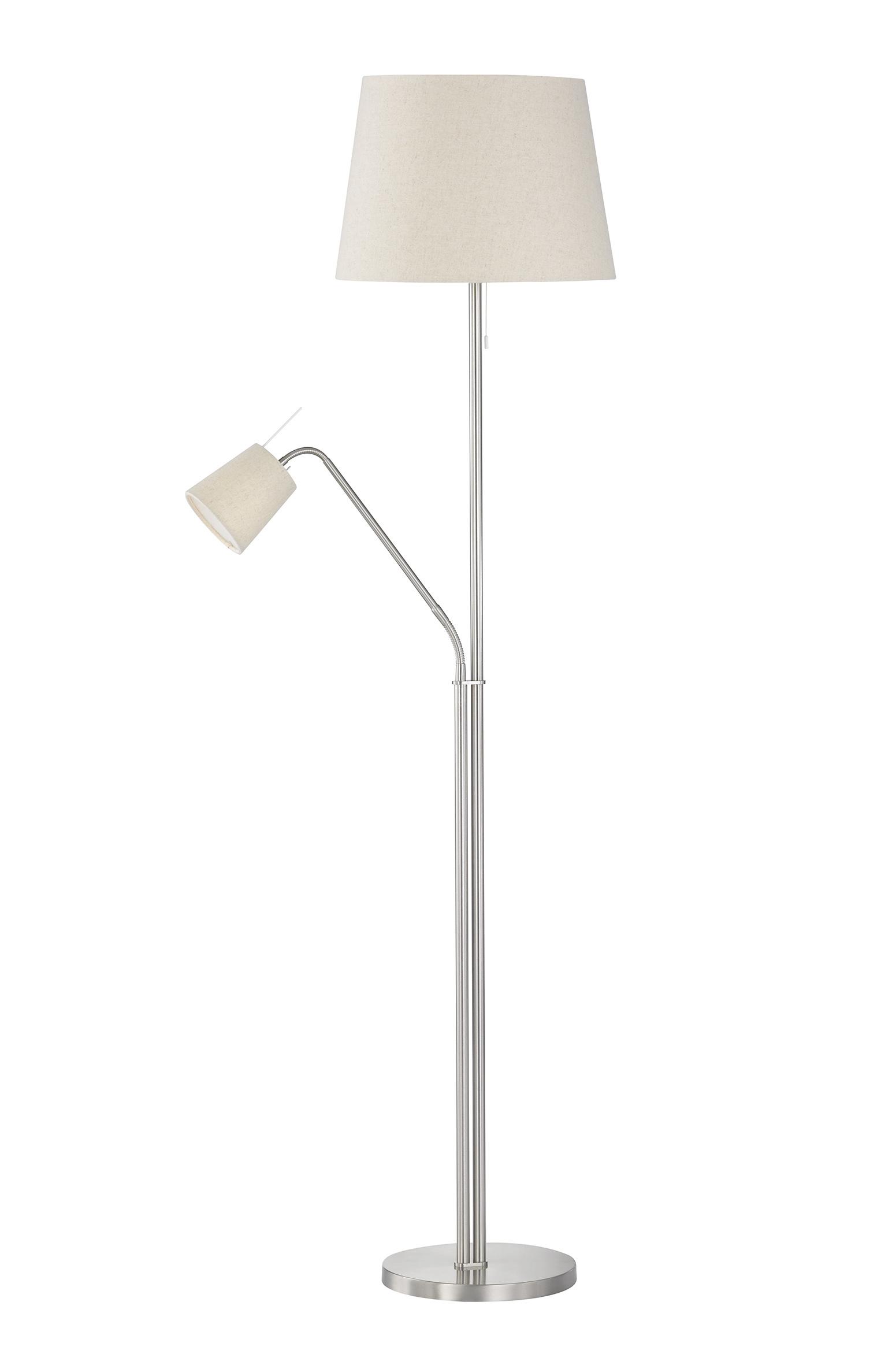 Stehlampe Layer dimmbar Nickelfarben/Sandfarben - Sandfarben/Nickelfarben, Design, Textil/Metall (40/175cm) - Fischer & Honsel