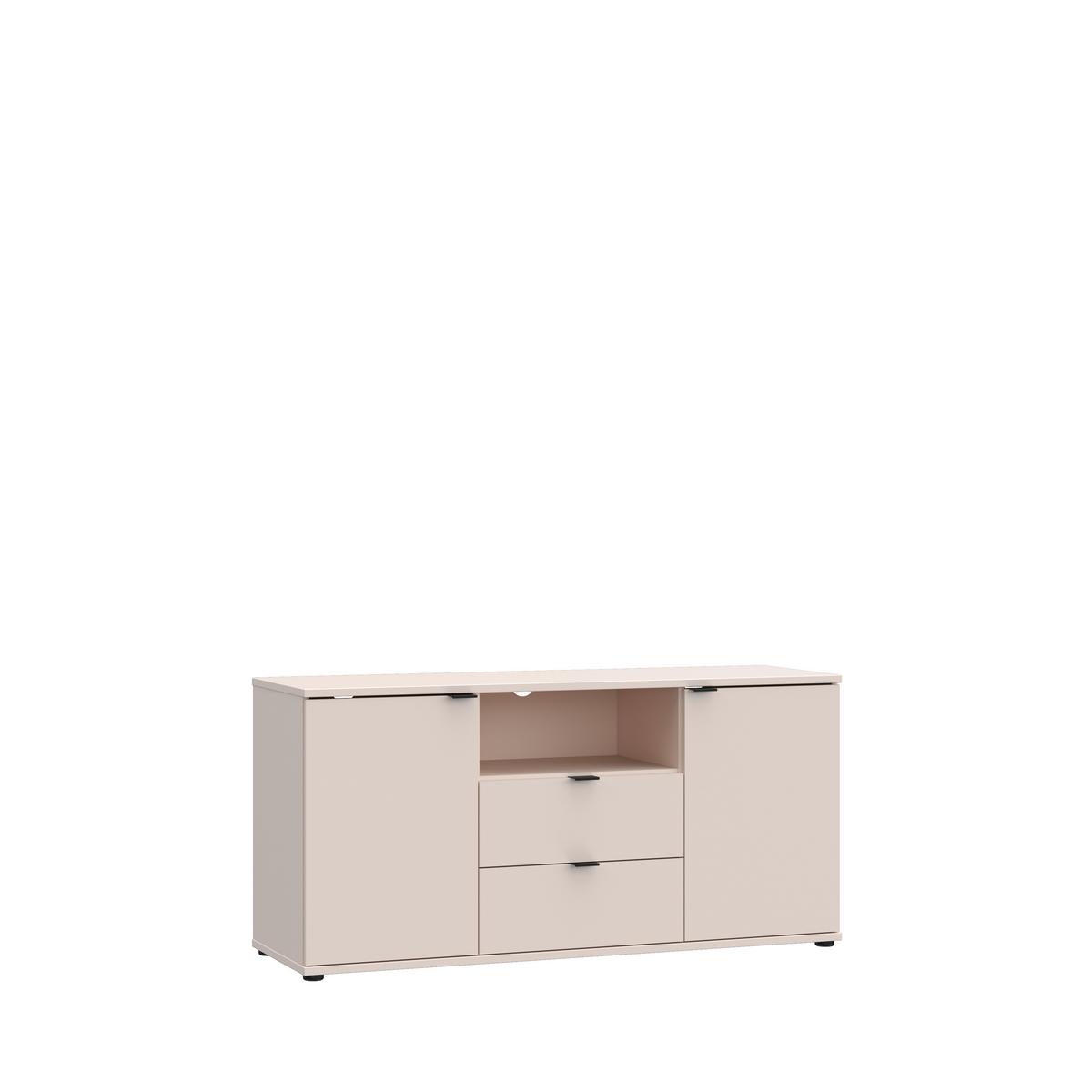TV diel Ganymede, piesková š: 130cm - čierna/piesková, Modern, kov/kompozitné drevo (129,8/63,1/41,3cm)