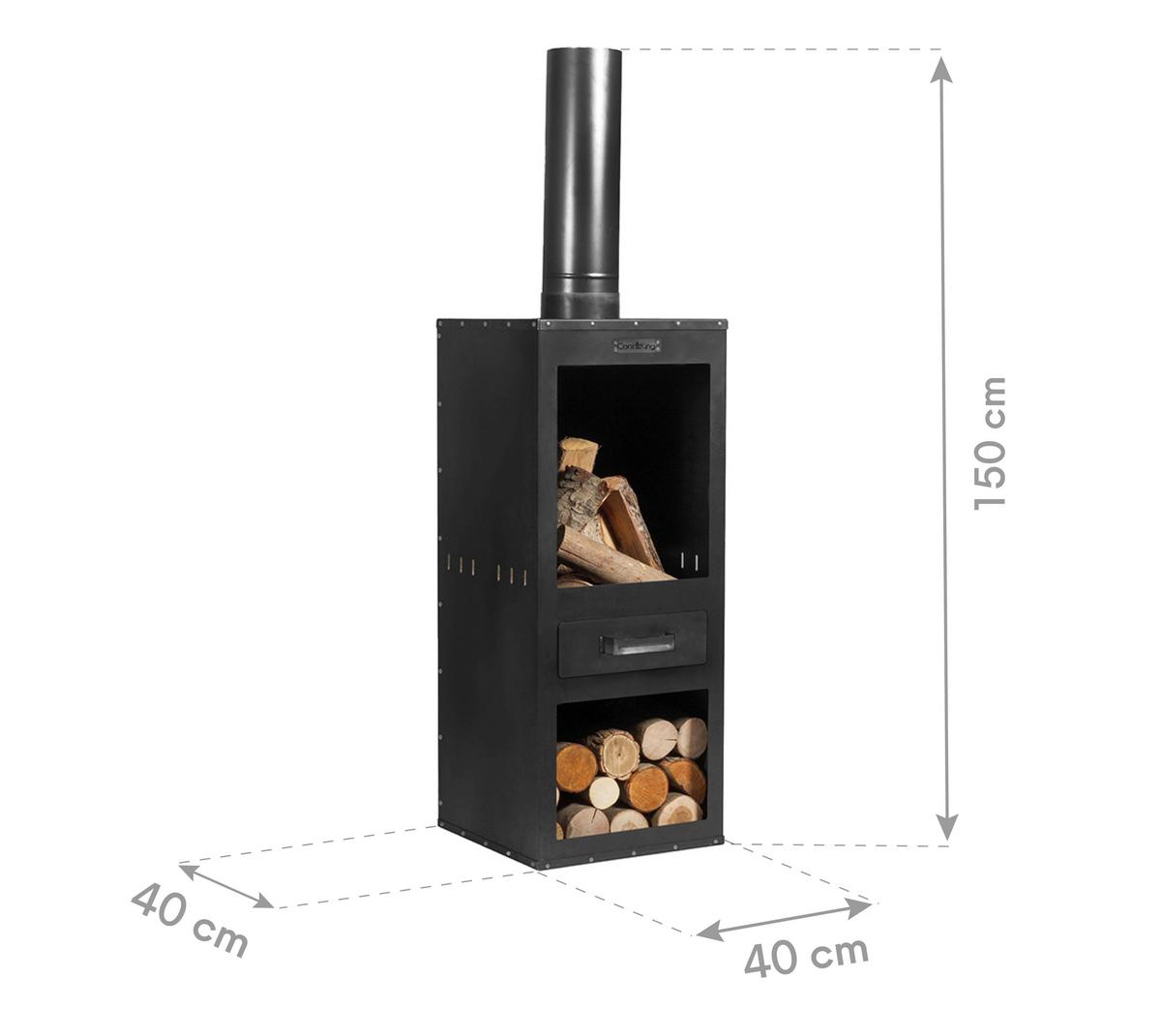 Kaminofen Terrassenofen Rosa - Schwarz, Basics, Metall (40/150/40cm)